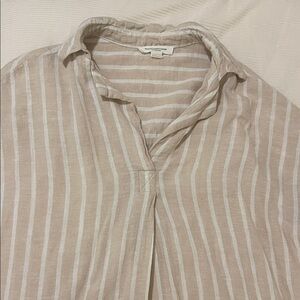 Beachlunchlounge Beige and White Striped Top